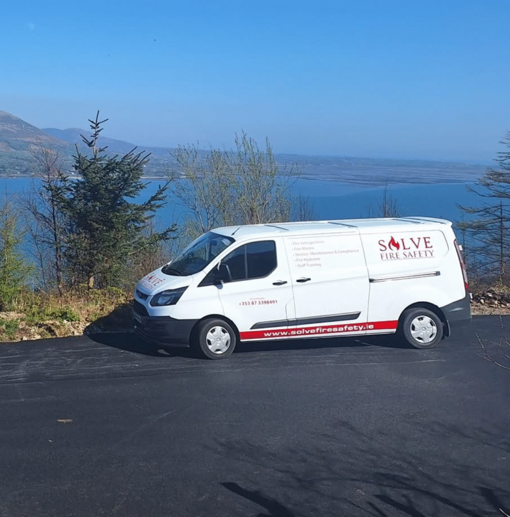 Solve Fire Safety branded service van demonstrating the team's commitment to providing certified, on-site fire safety services across all of Ireland.